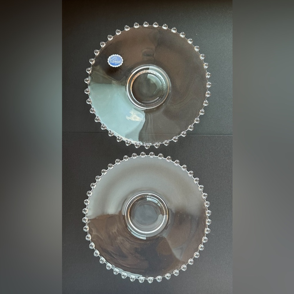 VTG Candlewick Clear Beaded Glass 7” Salad or Under Plates Small Center